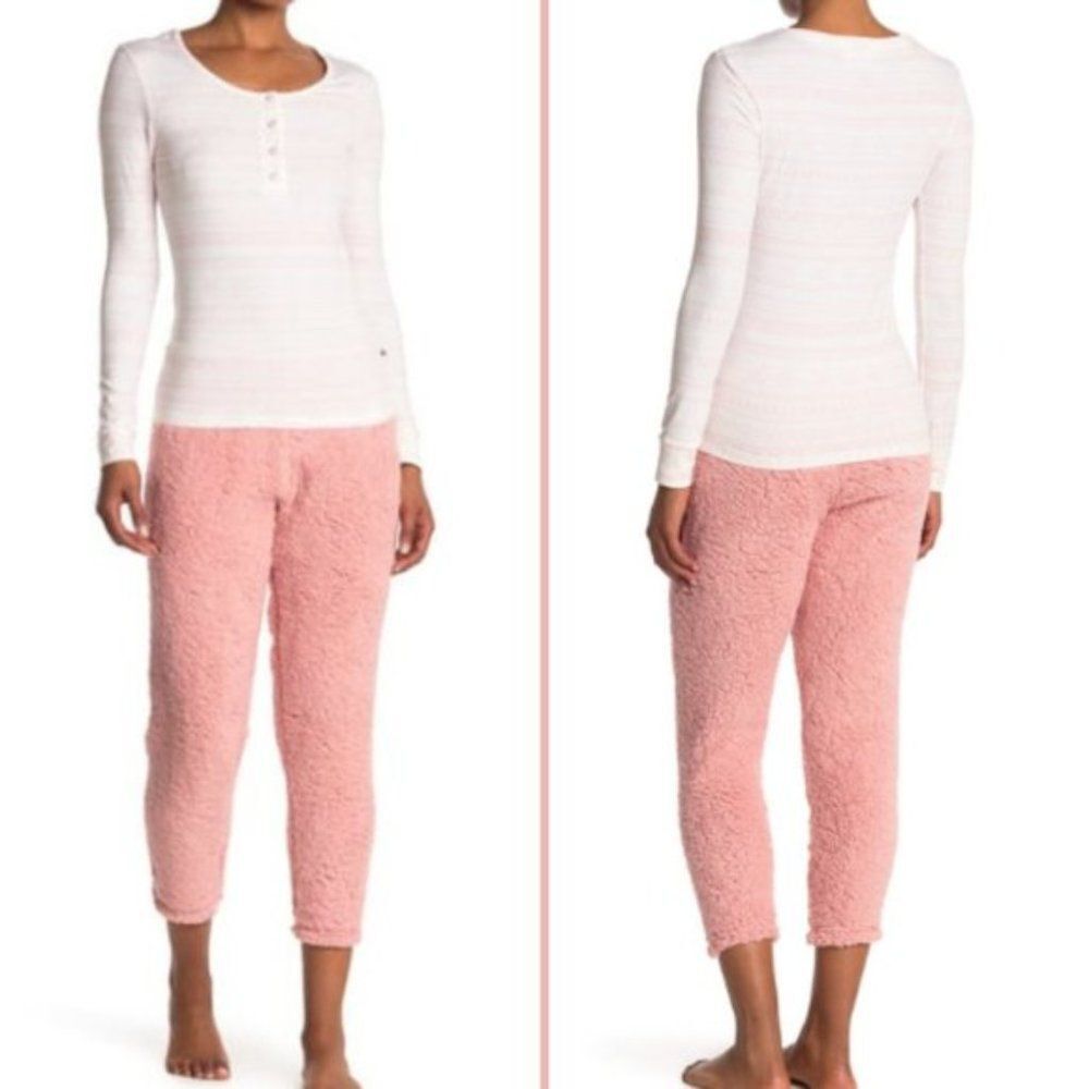NWT BearPaw Long-Sleeve Top & Faux Shearling Pant Lounge Set | L